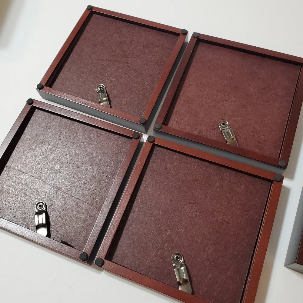 Vintage Hallmark Coaster Frames with Display Stand 2003 Wood Glass
